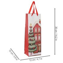 Artikel Presentpåse flaska julhus och julgran 36cm 2st