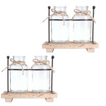 Artikel Flaskvas dekorativa flaskor glas trä 23x12x19,5cm 2st
