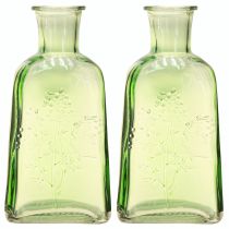 Artikel Flaskvas glasvas med motiv flaskglas grön H19cm 2st