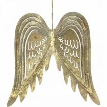 Artikel Juldekoration änglavingar, metalldekoration, vingar att hänga gyllene, antikt utseende H29.5cm B28.5cm