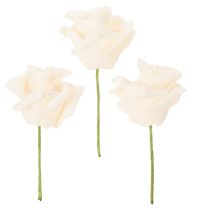 Artikel Konstgjord ros, krämfärgad, 10 cm blomma på stjälk, 100 stycken