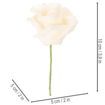 Artikel Konstgjord ros, krämfärgad, 10 cm blomma på stjälk, 100 stycken