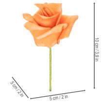 Artikel Konstgjord orange ros, 5 cm blomning, enkel, 100 stycken