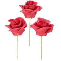 Artikel Konstgjord röd rosblomma med stjälk, 5 cm, 100 stycken