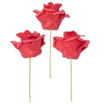 Artikel Konstgjord röd rosblomma med stjälk, 5 cm, 100 stycken
