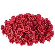 Artikel Konstgjord röd rosblomma med stjälk, 5 cm, 100 stycken