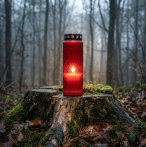 Artikel Gravljuslock motiv blomma röd svart 10 dagar H27cm