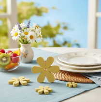 Artikel Scatter Dekoration Trä Gula Blommor Sommar Bordsdekoration Ø2–6cm 20 st