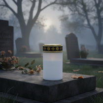 Artikel LED gravljus vit, varmvit timer batteridriven Ø6,8 H12,2cm