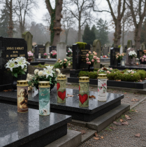 Artikel Gravljus med motiv, begravningsdekoration, Ø6cm H17cm, 6 stycken