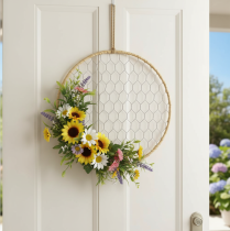 Artikel Dekorativ metallring Ø38cm, hängande dekoration, raffia, silver, naturlig, bohemisk väggdekoration, mångsidig dekoration, 4 stycken