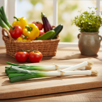 Artikel Dekorativa grönsaker vårlök grön vit Ø1cm L28cm 3 st