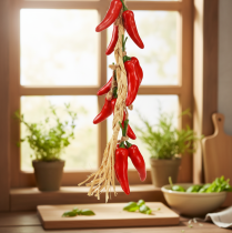 Artikel Dekorativ hängare sommar chilipeppar röd konstgjord L50cm