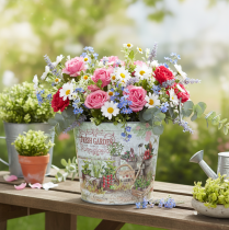 Artikel Små metallkrukor, färgade, Fresh Garden, 16 cm höga, 2 stycken