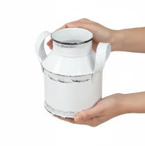Artikel Dekorativ metallkanna med handtag, vit och svart, 13 cm hög, 2 stycken