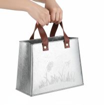 Artikel Dekorativ påse, silver, vit, brun, metall, kruka, L22cm, 2 stycken