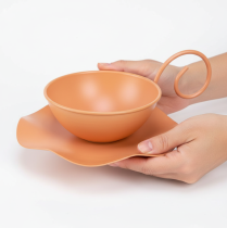 Artikel Dekorativ metallkopp, orange, Ø11,5 cm, H6 cm, med fat, 2 st
