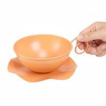 Artikel Dekorativ kopp Ø16cm H9cm med metallplatta, orange, 2 st