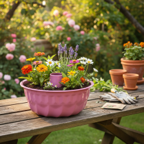 Artikel Dekorativ skål i metall, bakform, Bundtkaka, rosa, Ø23cm, H12cm
