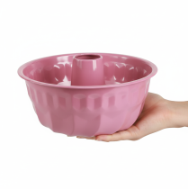 Artikel Dekorativ skål i metall, bakform, Bundt-form, rosa, Ø23 cm, H12 cm