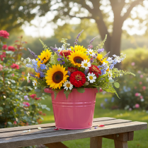 Artikel Dekorativ kruka, rosa metallblomkruka med handtag, 31x26x21,5cm