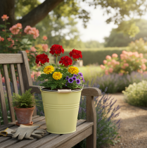 Artikel Metallhink/blomkruka i gröngult, 26x22,5x23cm, 6l