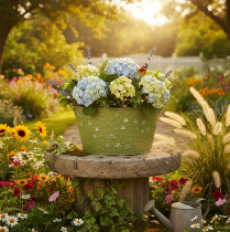 Artikel Metallskål med stjärnor och handtag, grön, Ø20cm, H11,5cm