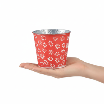 Artikel Röd och vit miniblomkruka, blomsterdesign, metall, Ø10,5 cm H10,5 cm