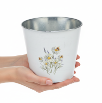 Artikel Vit metallplanter, blomkruka, Ø16cm H14,5cm