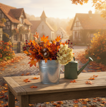 Artikel Metallblomkruka med handtag, dekorativ hink, Ø21cm H19,5cm