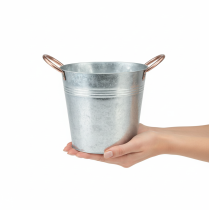 Artikel Metallblomkruka med handtag, dekorativ hink, Ø21cm H19,5cm
