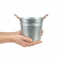 Artikel Metallblomkruka med handtag, dekorativ hink, Ø16cm H15cm