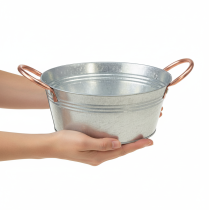 Artikel Rund blomskål med handtag, metallskål, Ø21cm, H9,5cm