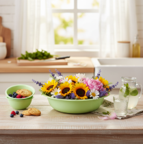 Artikel Dekorativ metallskål med emaljeffekt, grön limegrön, 25 cm