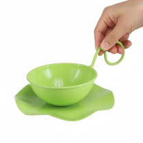 Artikel Dekorativ metallkopp med fat, ljusgrön, H8cm Ø11,5cm, 2 st