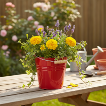 Artikel Dekorativ metallhink/planter, röd, Ø22cm, H21,5cm, 6L