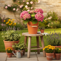 Artikel Dekorativ metallhink/planter, orangebrun, Ø22cm, H21,5cm, 6L