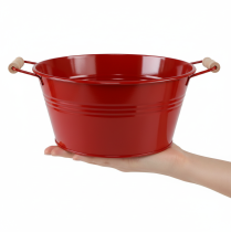 Artikel Dekorativ skål med handtag, blomskål i metall, röd, Ø29cm, H14,5cm