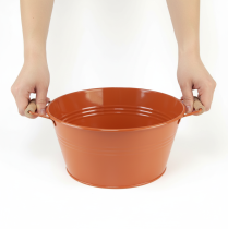 Artikel Dekorativ skål med handtag, metall, orangebrun, Ø29cm, H14,5cm