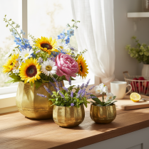 Artikel Dekorativ skål i mässing, metall, Ø22/18/14cm, set om 3