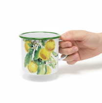 Artikel Emaljkruka, dekorativ kruka med citronkvist, medelhavsstil kruka Ø9,5cm H10cm