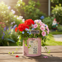 Artikel Kruka, antik ros, dekorativ metalllåda, vintage, Ø15,5 cm H15 cm