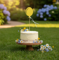 Artikel Blomplugg bukett dekoration tårt topper ballong gul 28cm 8 st