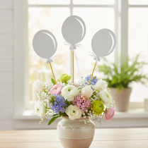 Artikel Blomplugg bukett dekoration tårt topper ballong vit 28cm 8 st