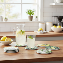 Artikel Citron dekorativa keramikunderlägg runda assorterade Ø10,5cm 6st