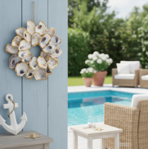 Artikel Ostronkranssnäcksdekoration, maritim heminredningsaccessoar, naturlig väggdekoration, 12 cm