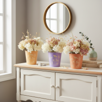 Artikel Överkrukor i metall med blommotiv och pastellfärger, 10 cm, 3-pack
