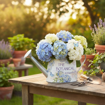 Artikel Dekorativ vattenkanna hortensia metall vintageblommor 30x11x14,5cm