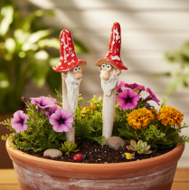 Artikel Dvärgfigur att klistra in, med långt skägg och svamphatt, dekoration, 17 cm, 2 stycken