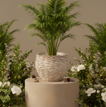 Artikel Rund flätad korg, stor dekorativ korg för plantering, 23 cm